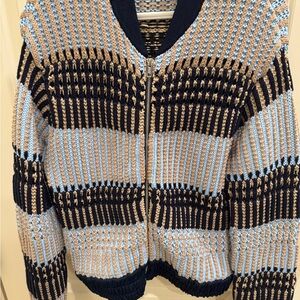 3.1 Phillip Lim Navy and Tan Knit Cardigan